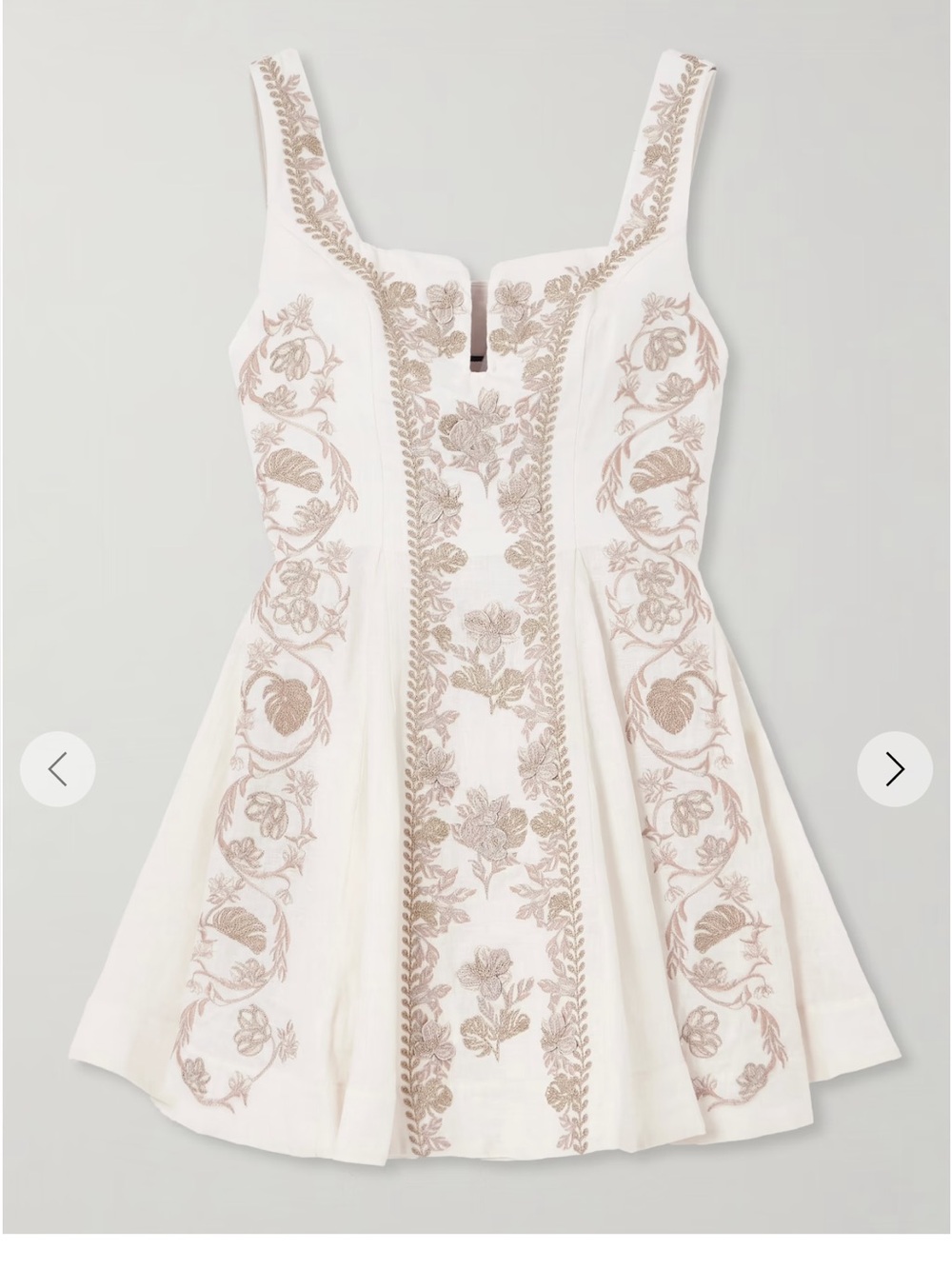 Agua by Agua Bendita Cream Mini Dress with Beige Embroidery